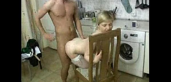 Brother fucks tiny sis in kitchen